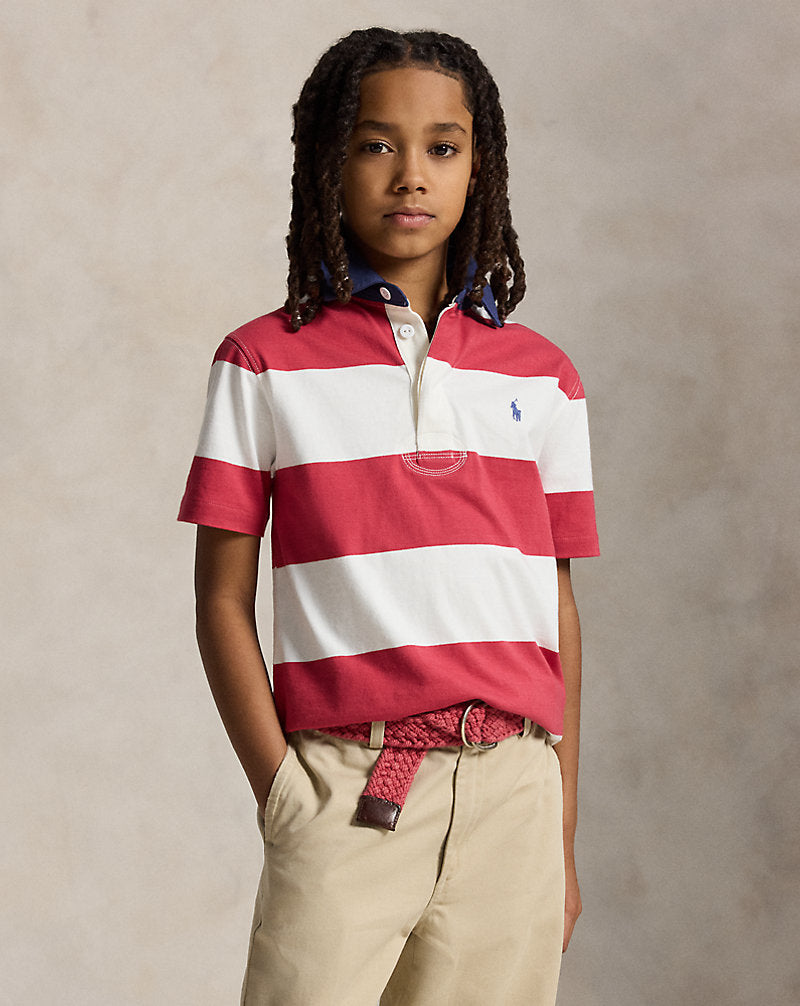 Striped Cotton Short-Sleeve Rugby Shirt