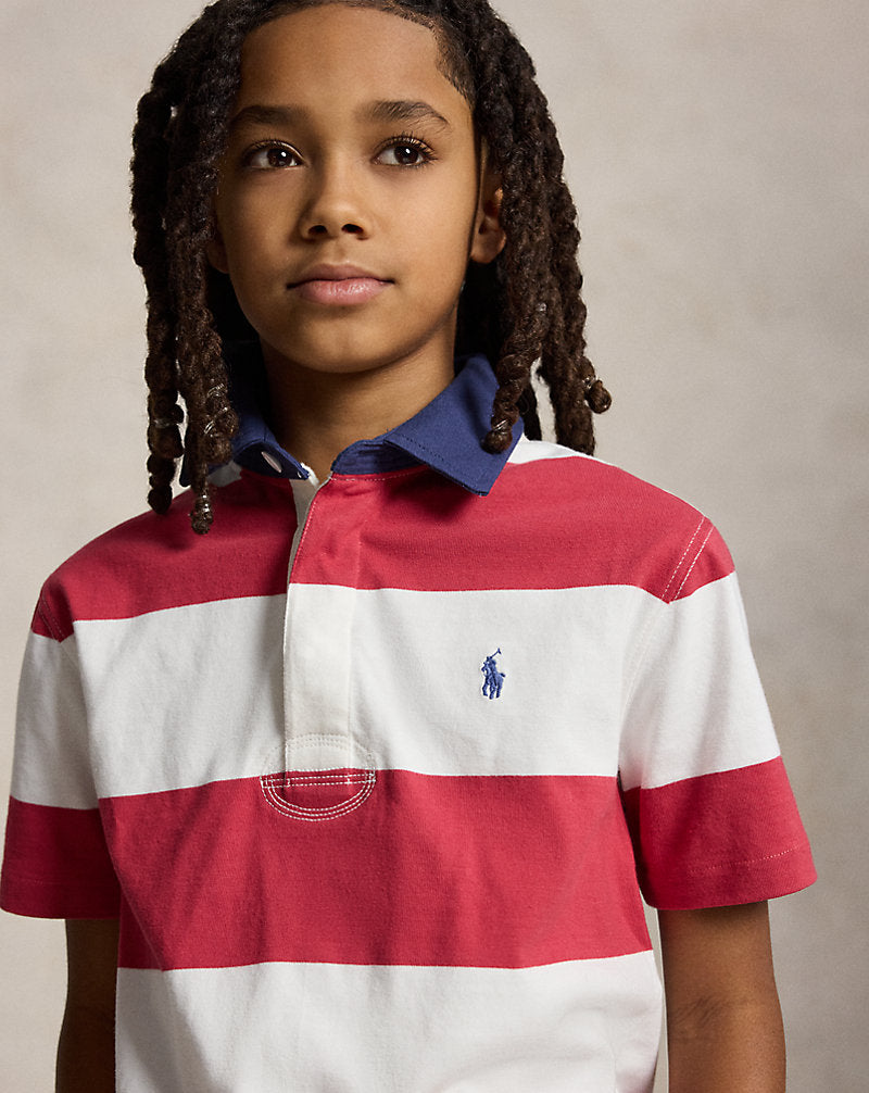 Striped Cotton Short-Sleeve Rugby Shirt