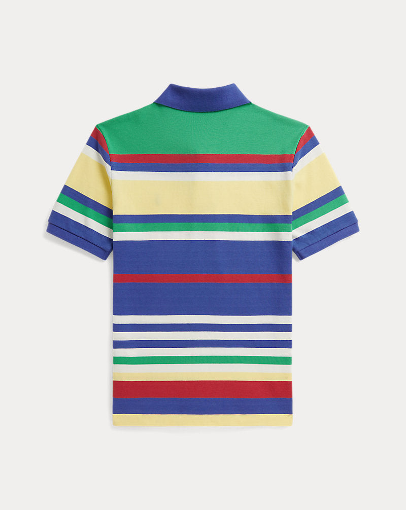 Striped Cotton Mesh Polo Shirt