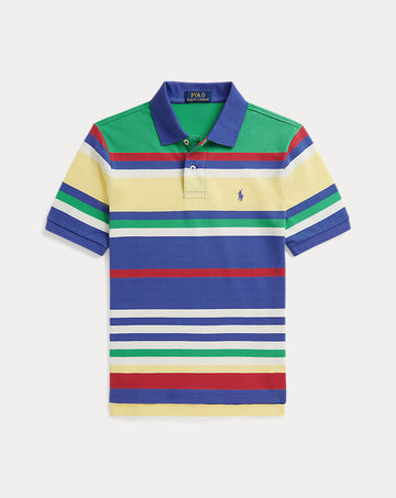Striped Cotton Mesh Polo Shirt
