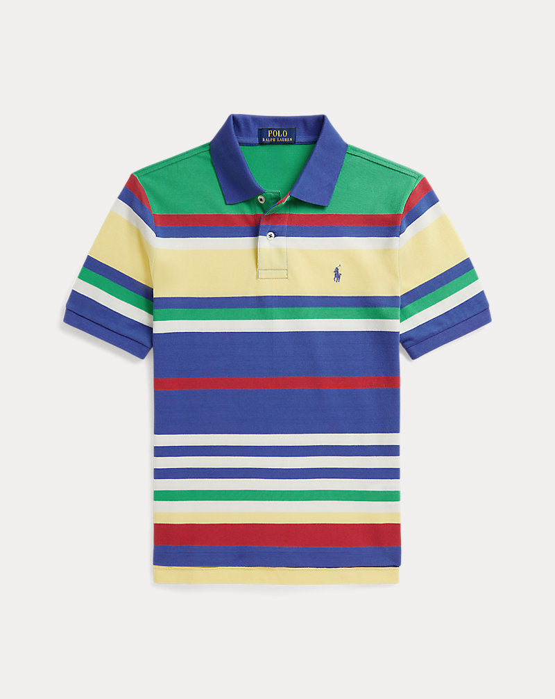 Striped Cotton Mesh Polo Shirt