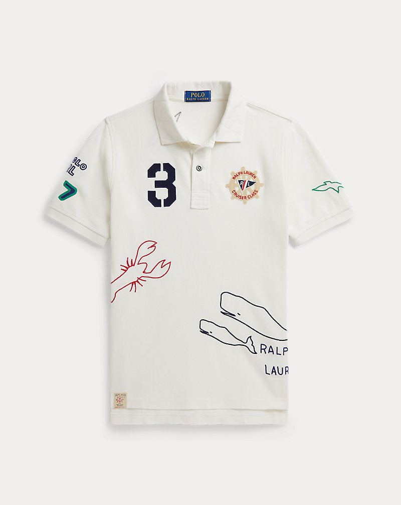 Cotton Mesh Graphic Polo Shirt