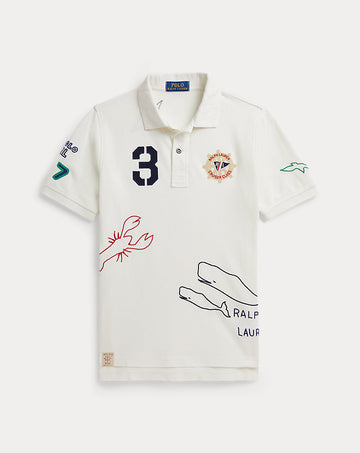 Cotton Mesh Graphic Polo Shirt