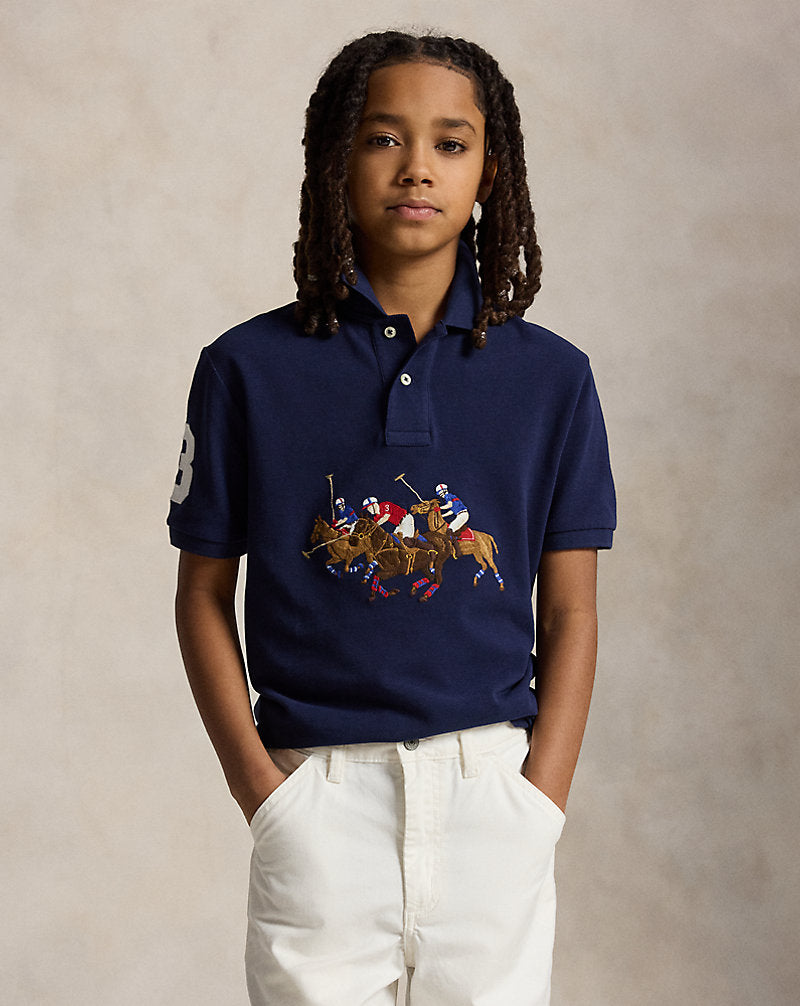 Triple-Pony Cotton Polo Shirt