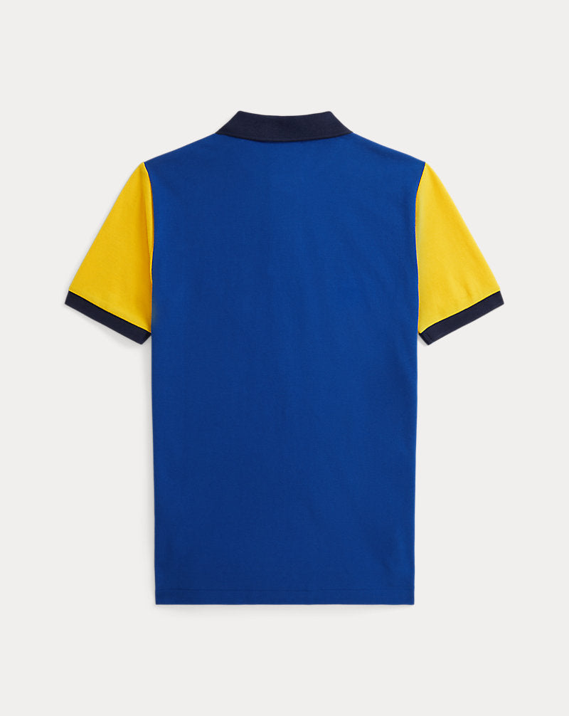 Color-Blocked Mesh Polo Shirt