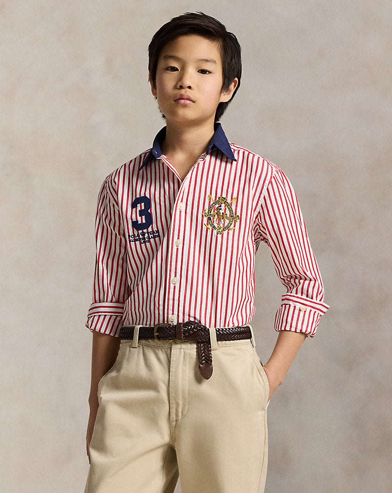 Pony Crest Striped Poplin Shirt