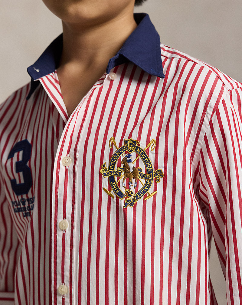 Pony Crest Striped Poplin Shirt