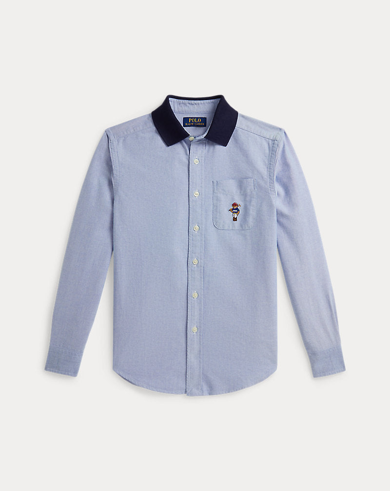 Polo Bear Oxford Knit-Collar Shirt