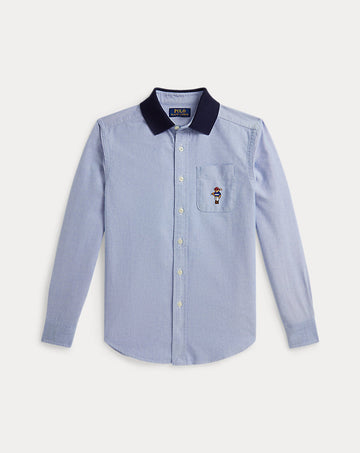 Polo Bear Oxford Knit-Collar Shirt
