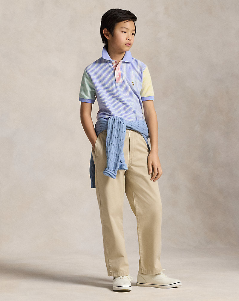 Striped Oxford Mesh Polo Shirt