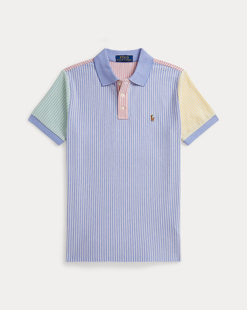Striped Oxford Mesh Polo Shirt