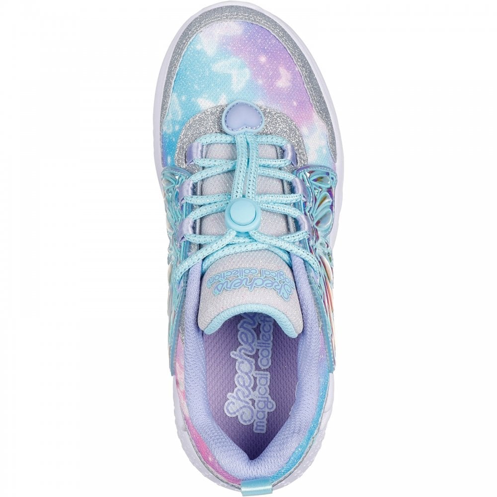 Skechers Dream Racer - Wing Brites | Silver/Lavender | Girls Flashing Butterfly Toggle Trainers