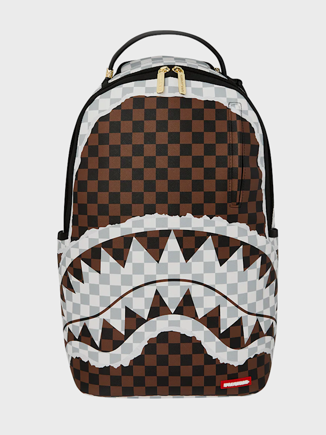 Cream and Brown Tear Check Backpack