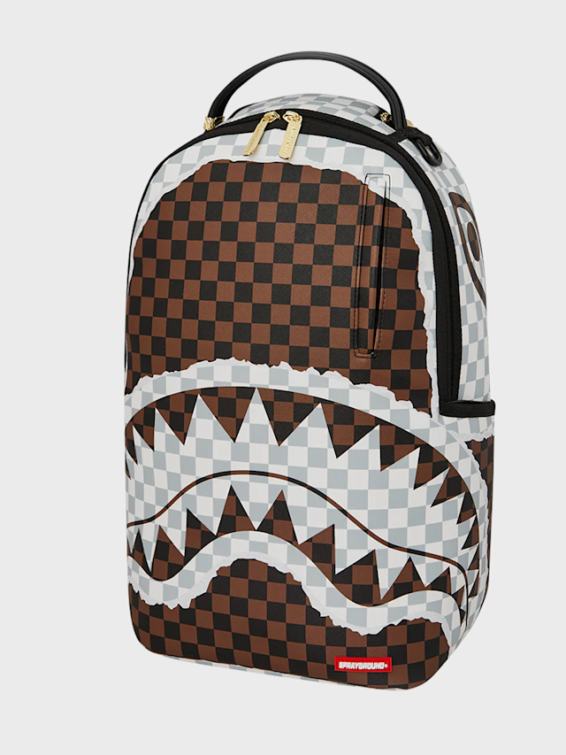 Cream and Brown Tear Check Backpack