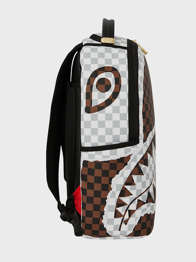 Cream and Brown Tear Check Backpack