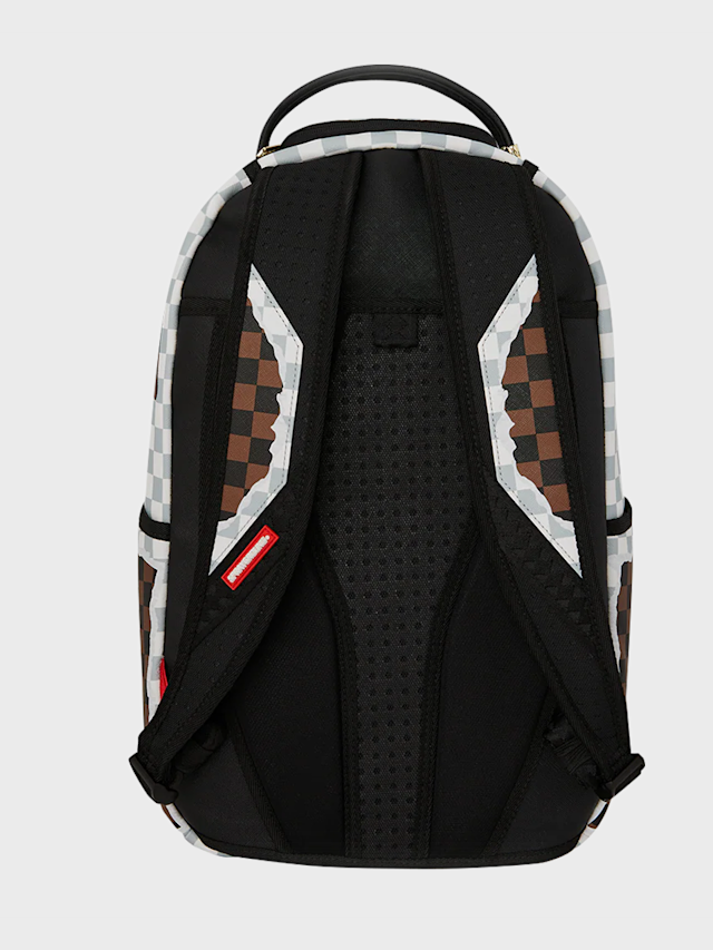 Cream and Brown Tear Check Backpack