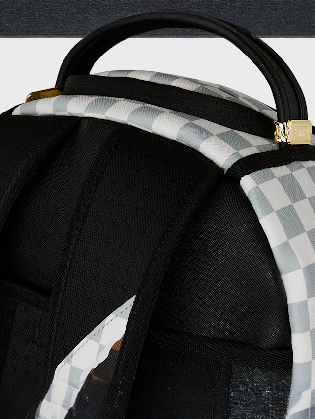 Cream and Brown Tear Check Backpack